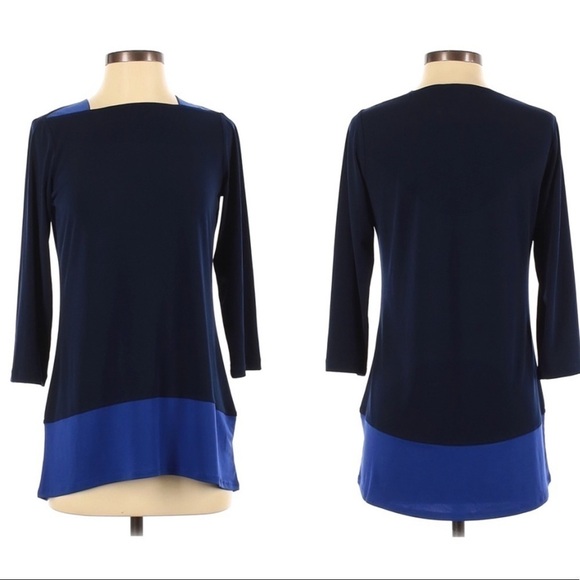 SUSAN GRAVER black and blue blouse. Size XXS - Picture 1 of 5
